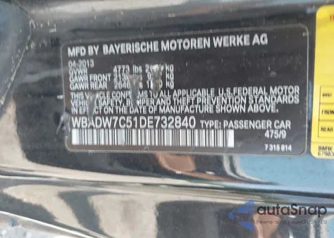 2013 BMW 328I from USA, damaged, VIN WBADW7C51DE732840